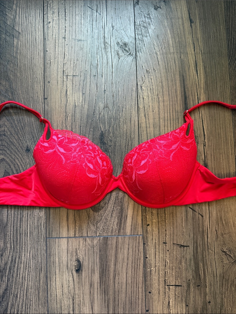 Lily of France Red Lace Push-Up Bra